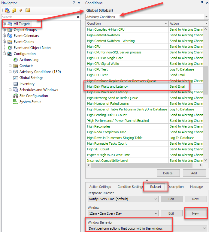 Applying a Window to an Advisory Condition